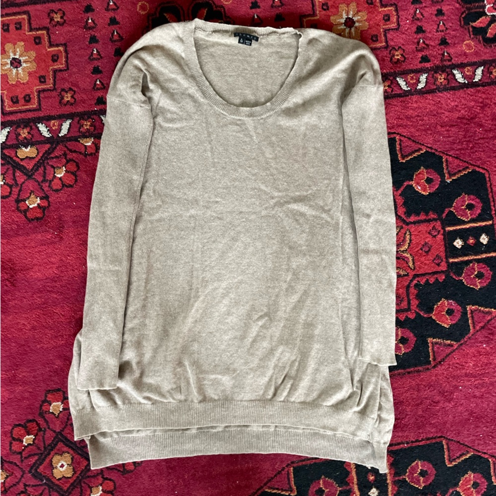 Theory 100% cashmere long tan sweater